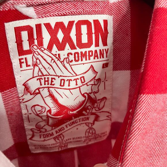 Dixxon Long Sleeve Flannel The Otto Button Up Womens Large Red White Check - Picture 5 of 10